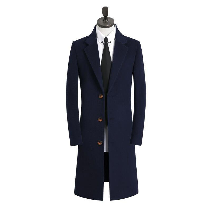 Men's Medium Long Woolen Coat