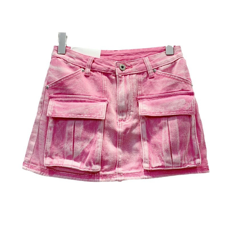 Personalized Workwear With Pocket Denim Skirt