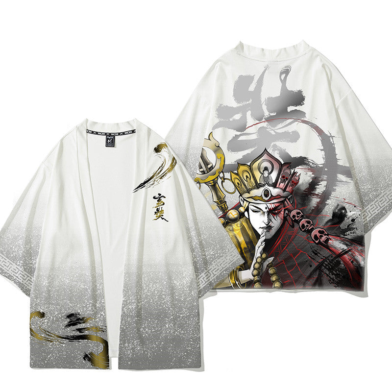 Handsome three-quarter sleeve cardigan robe