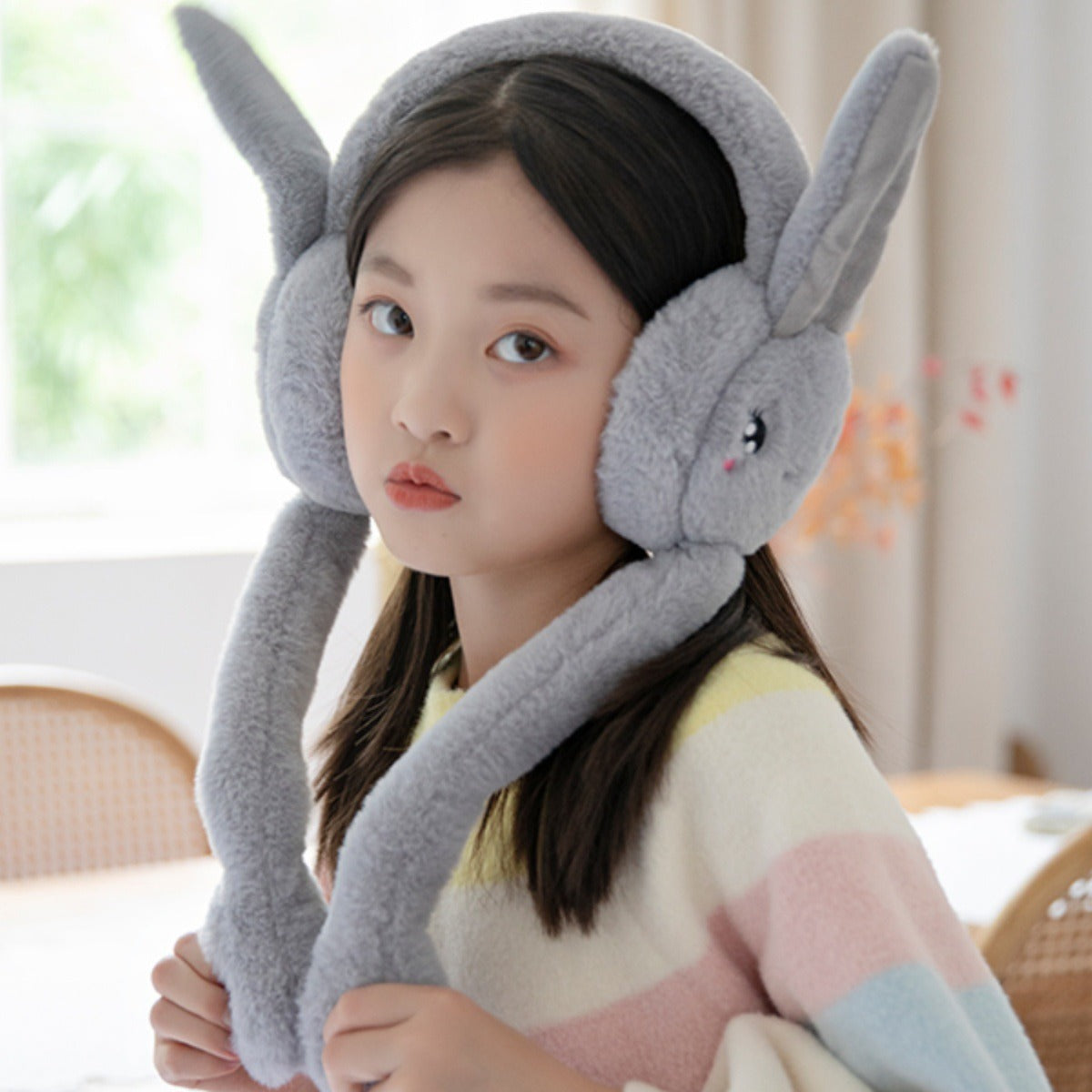 Cute Movable Rabbit-ear Warm Earflap Hat For Kids