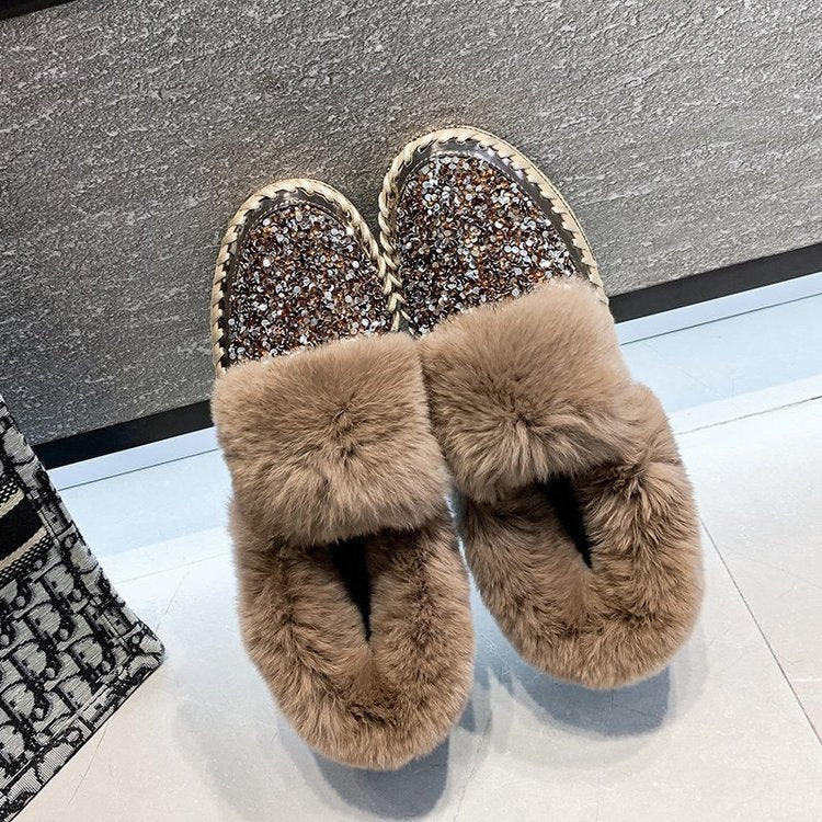One-legged Shallow Mouth Single Shoes Casual Home Loafers