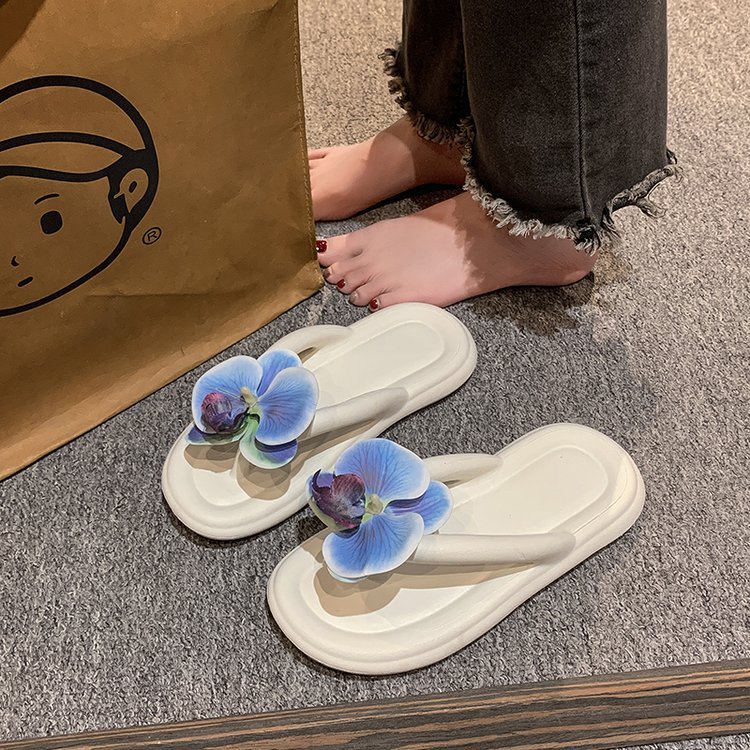 Butterfly Blue Design Soft Bottom Flip Flops Women Casual Non-slip Flip-flop