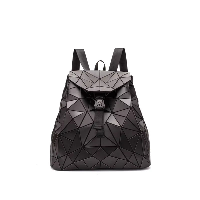 Matte Geometric Women's Backpack - Holographic Drawstring Bag for Teenage Girls