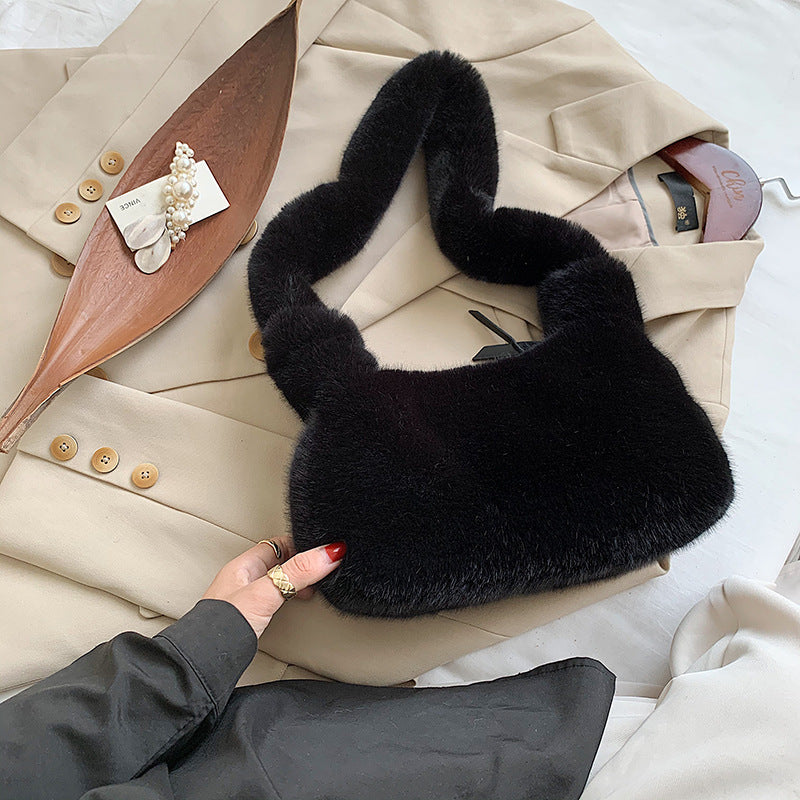 Plush one shoulder messenger bag