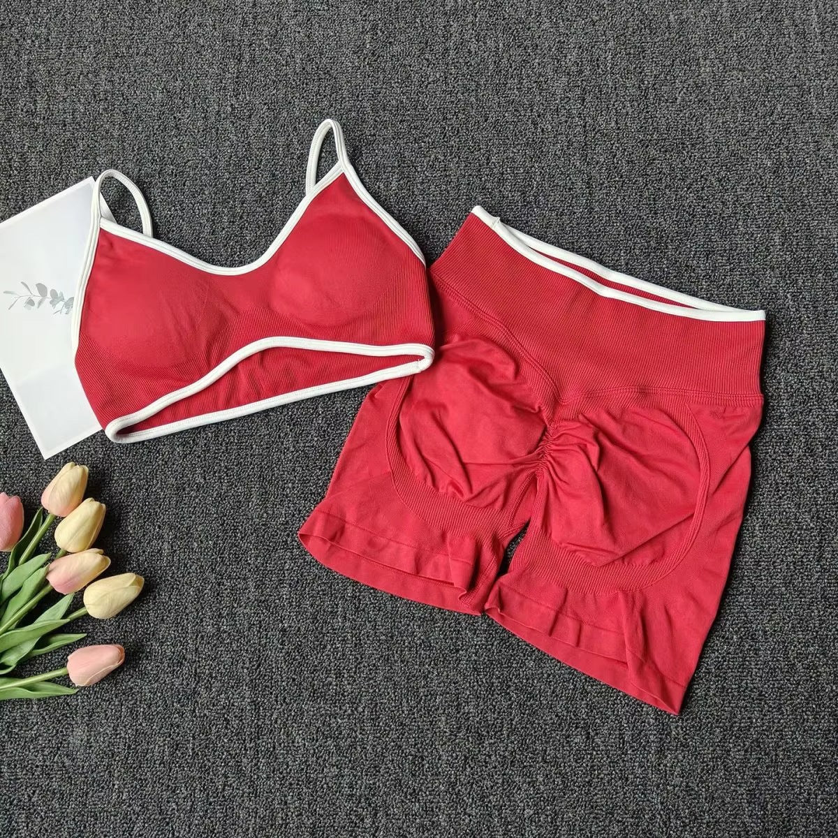 Womens High-Waisted Leggings And Top Two-Piece Workout Set