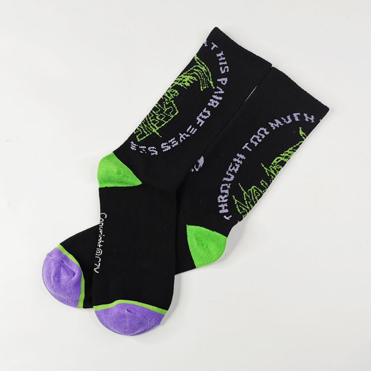 Trend In Tube Socks Street Skateboard Cartoon Cotton