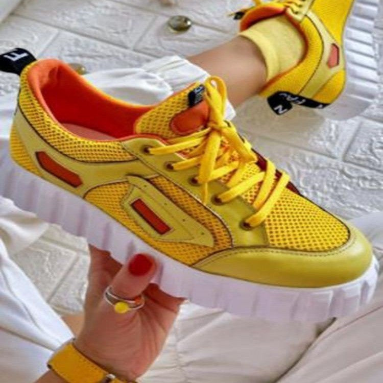 Large Size Lace-up Flat-bottom Breathable Single Shoes Casual Sports Shoes Women