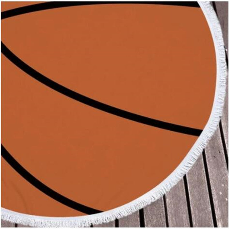 Round basketball print beach towel