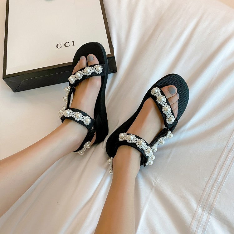 Women's Light Camellia Pearl Flower Sandals