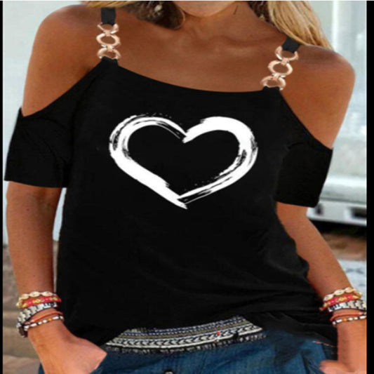 Langærmet T-shirt Top med Dobbelt Skulder til Kvinder