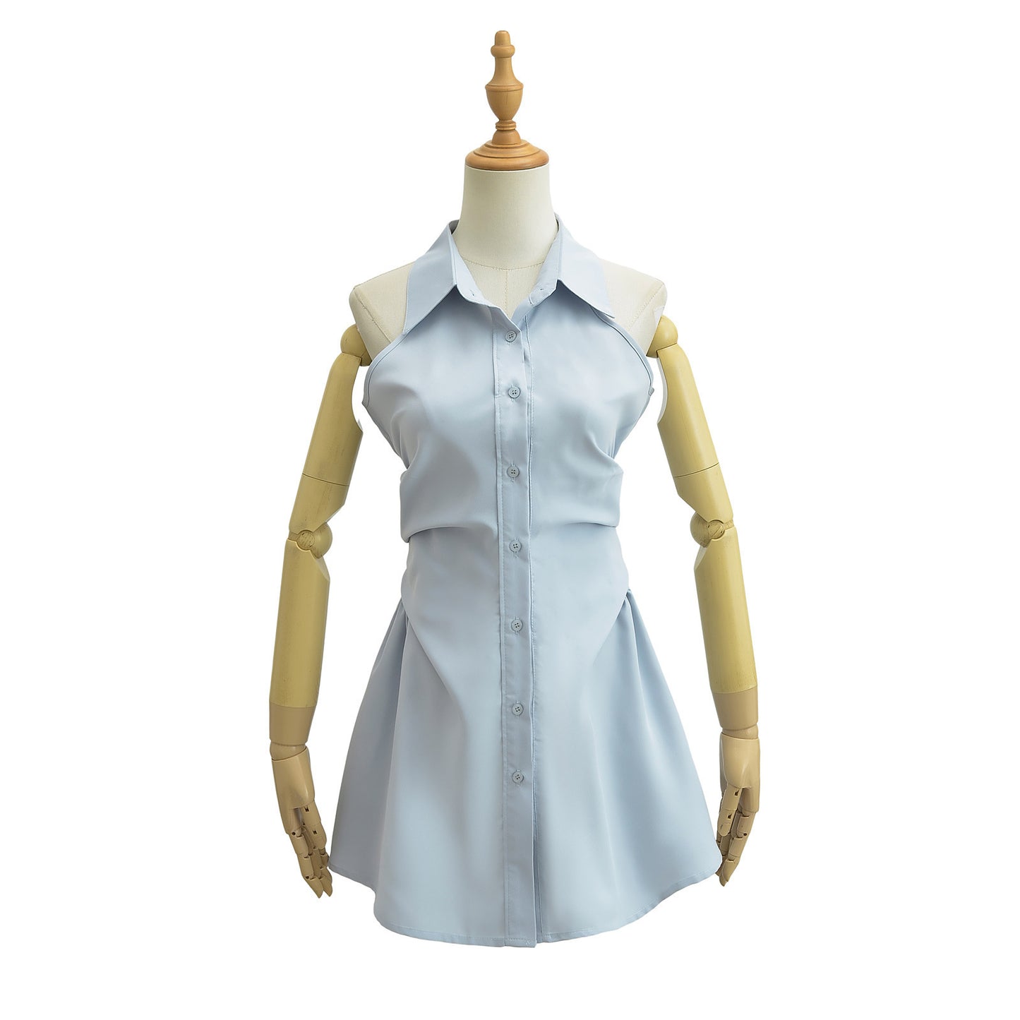 Summer New Pure Desire Style Slim Fit Slimming Waist Pleating Sleeveless Shirt Dress Polo Collar Dress
