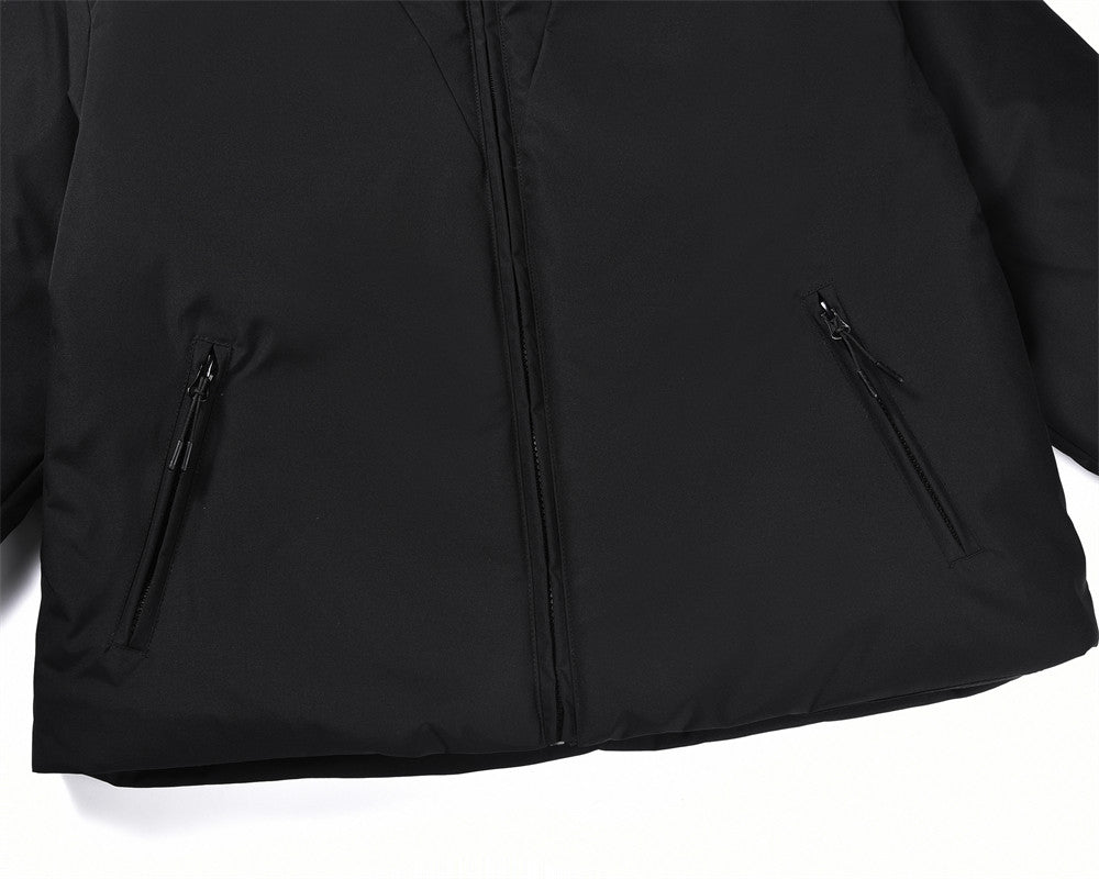 Loose Casual Pocket Zipper Solid Color Stand-up Collar Cotton-padded Coat