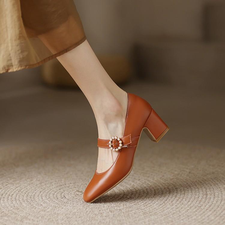 Medium Heel Mary Jane Shoes Retro Small Size 31 High Heels 32 Large Size Shoes