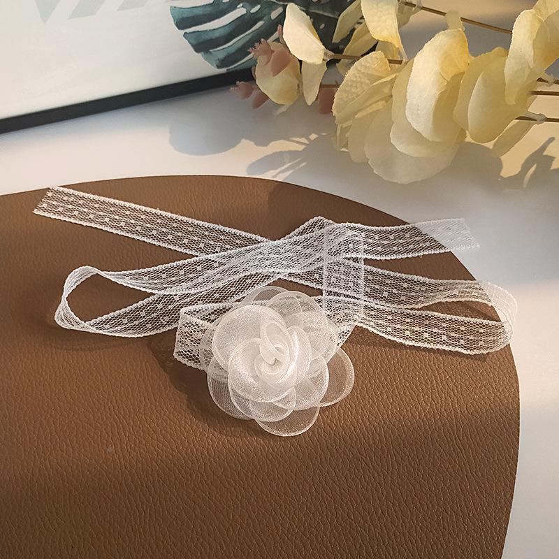 Korean Style White Lace Three-dimensional Camellia Flower Hair Band Temperament Necklace Bracelet Retro