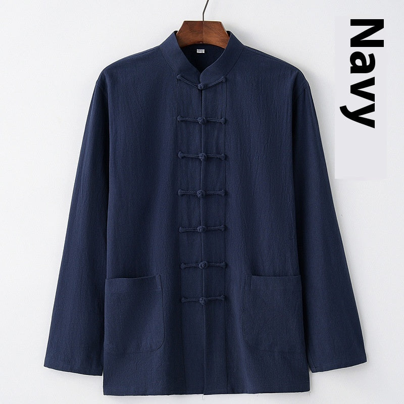 Cotton And Linen Top Chinese Style Clothing Retro Collar Buckle