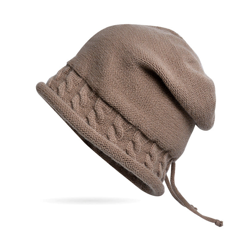 Women's Winter Pullover Drawstring Crimp Warm Hat