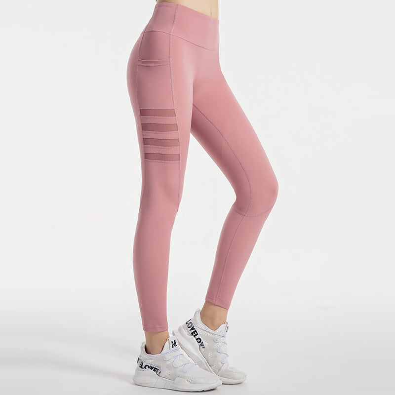 Mesh striped yoga pants
