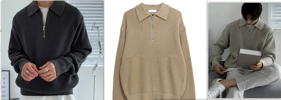 Langærmet sweaterjakke i ensfarvet