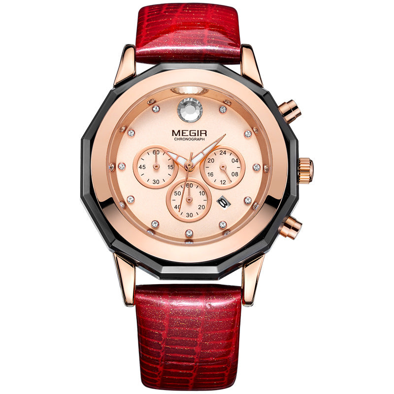 Multi-function Diamond-inlaid Calendar Large Dial Ladies Watch