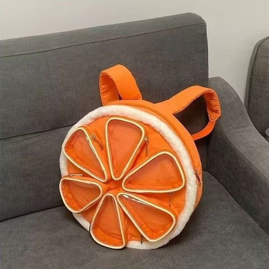Multi-compartment Orange Cotton Backpack