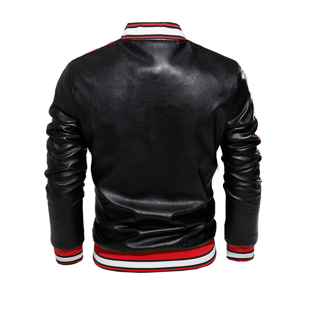 Men's pu coat British motorcycle leather jacket