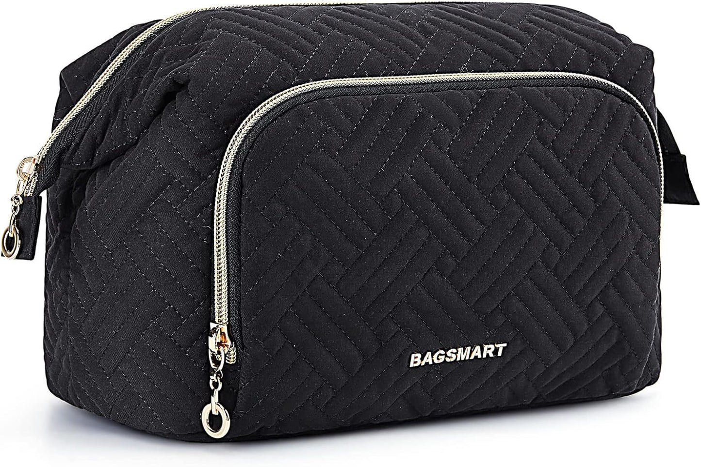 Large Wide-opening Quilted Makeup Bag