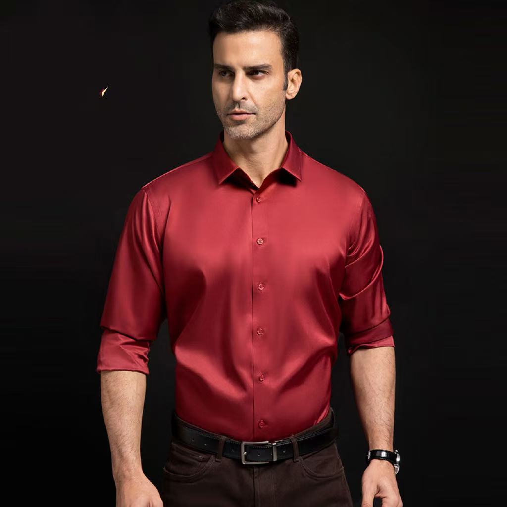 Men's Stretch Silky Seamless Long-sleeved Shirt