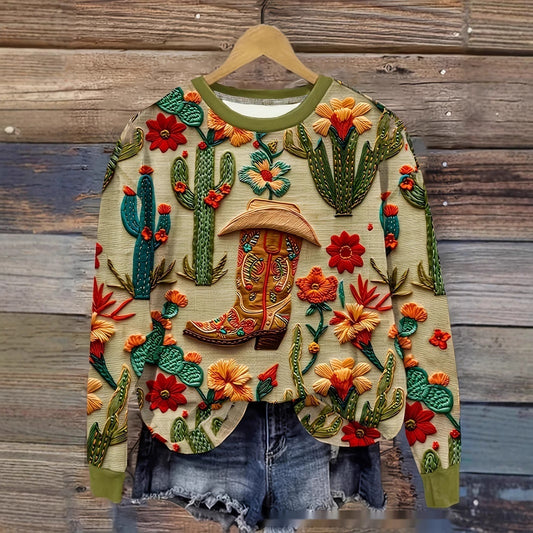 Denim Boots Printed Pullover Hoodie