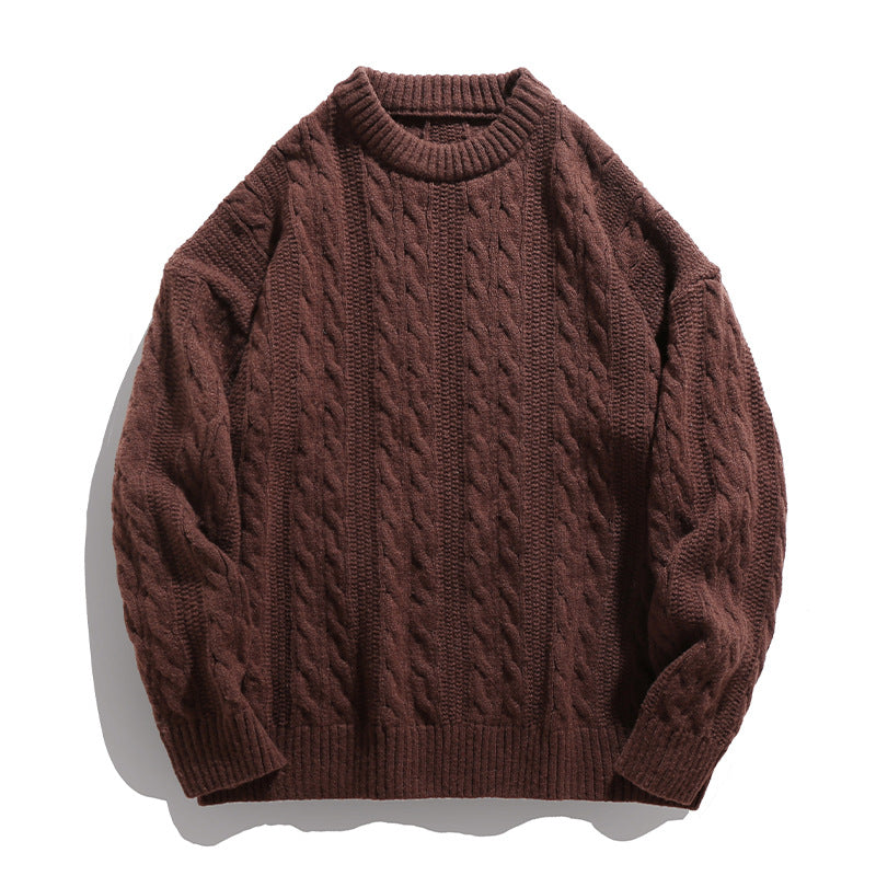 Rundhalset Løs Snoet Sweater til Herre – Par