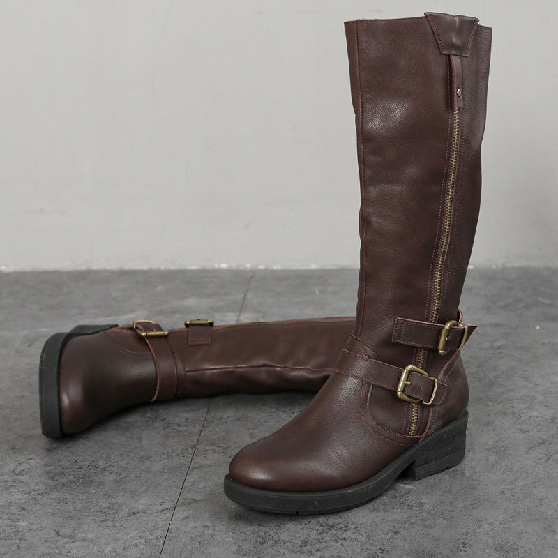 Casual Plus-Size Dr Martens Boots With Side Zipper And Thick Sole For Women