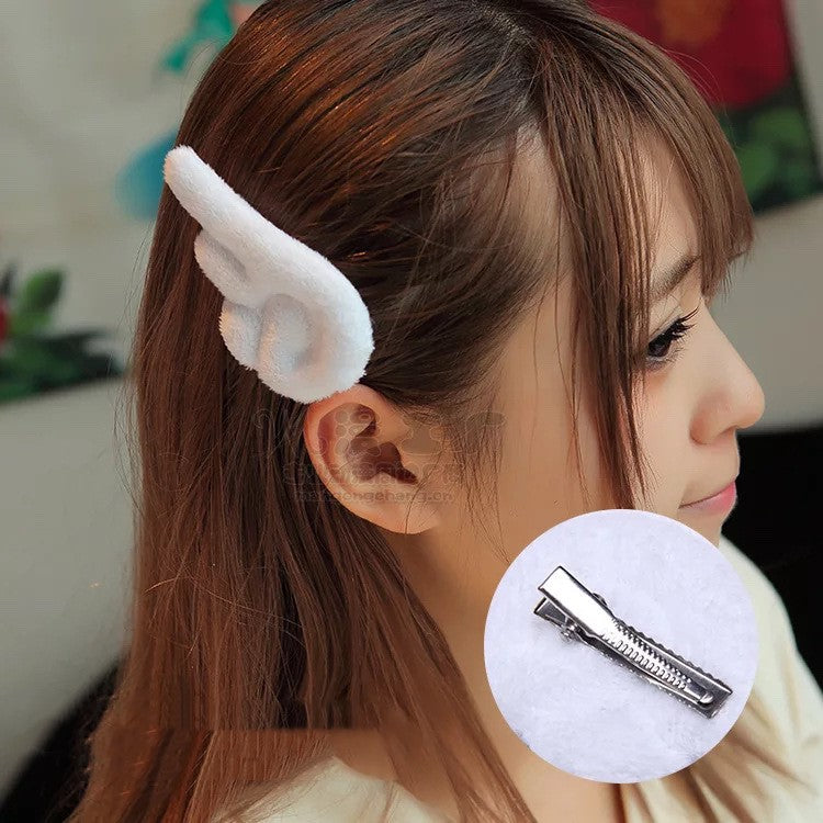 Plush angel wings hairpin headdress