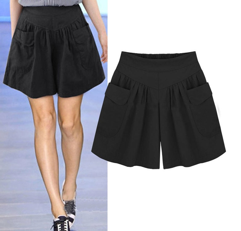 Summer new European and American loose shorts elastic waist large size fat MM was thin wild hot pants