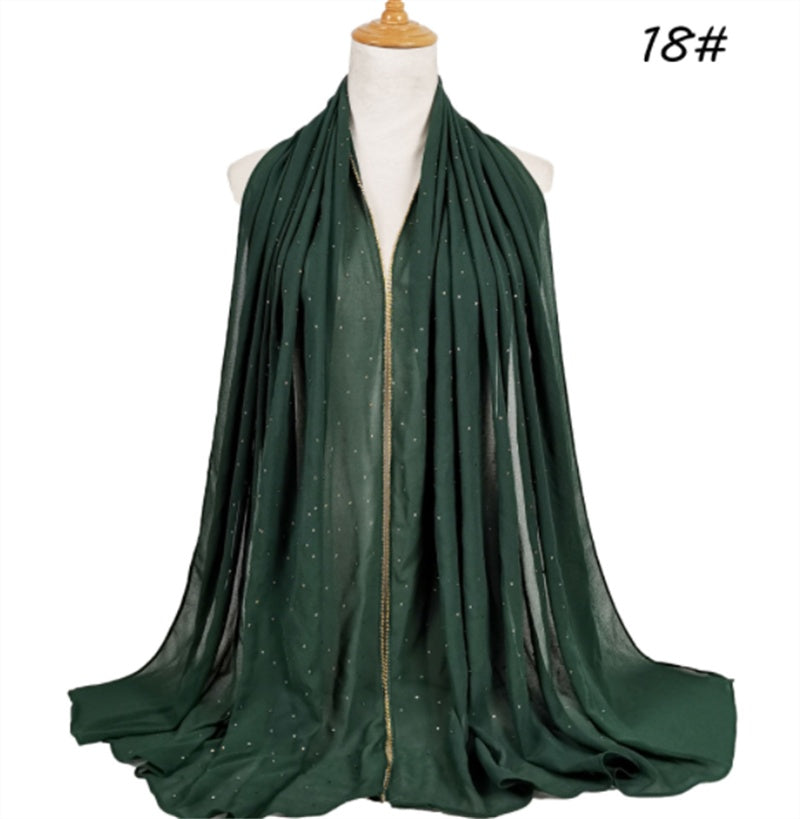 Summer Chiffon 70X180cm Pearl Beaded Scarf
