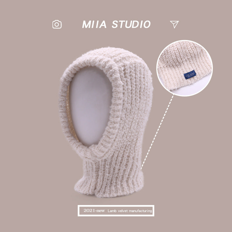 Women's Cold Proof Face Covering Wool Pullover Hat
