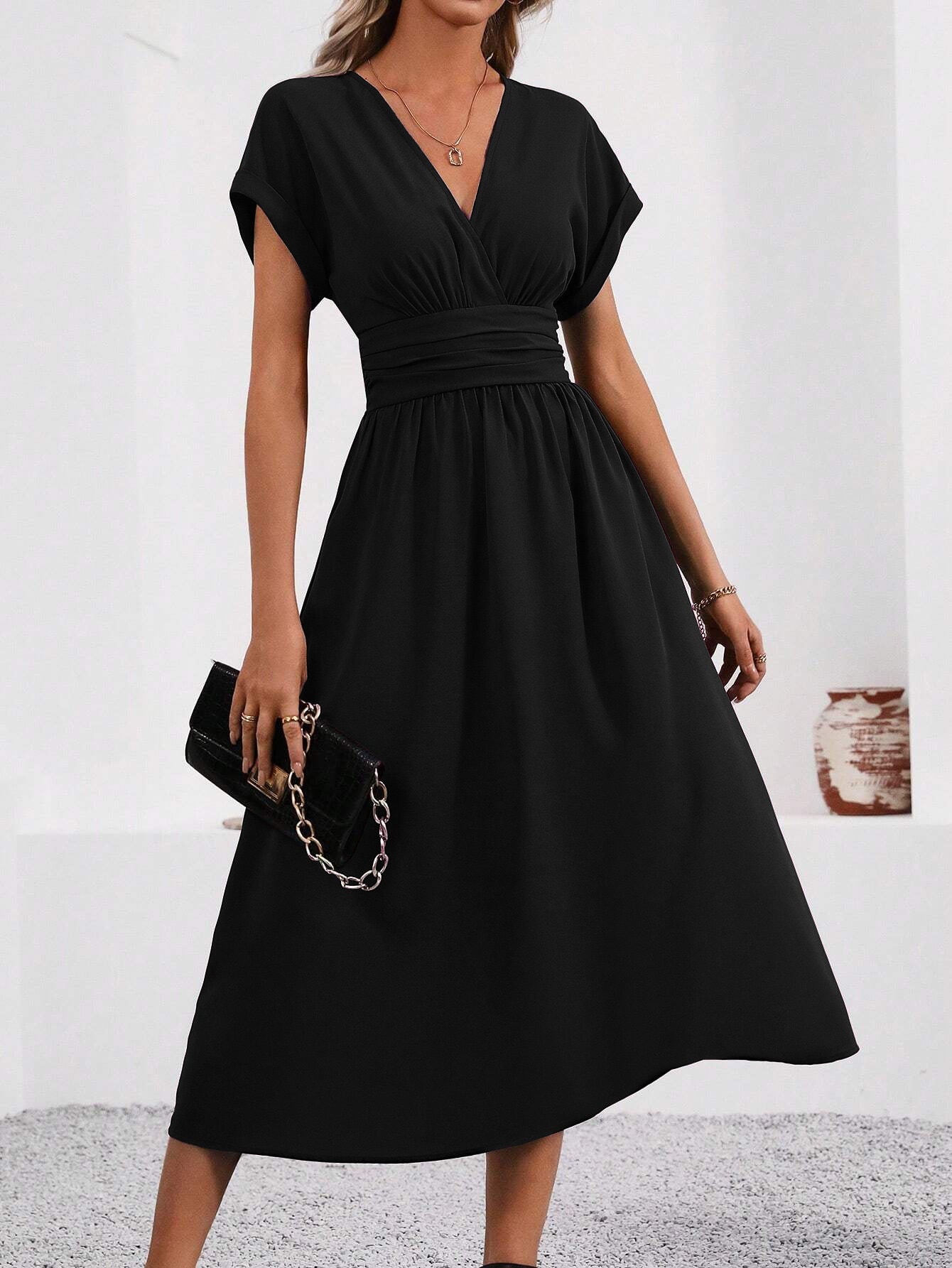 Elegant Solid-color Long Womens Dress