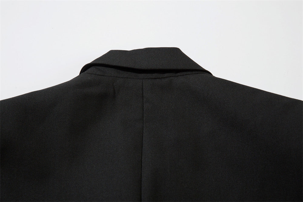Solid Color Loose Suit Jag In The Midde Of Back Spring And Autumn