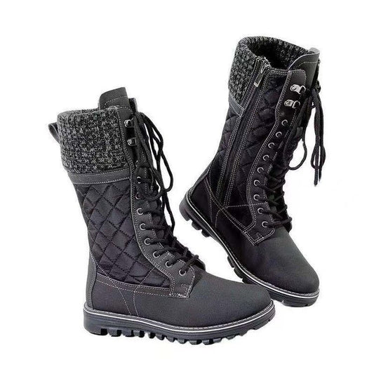 Women's Mid-tube Flat-heel Side Zipper Round-toe Martin Boots