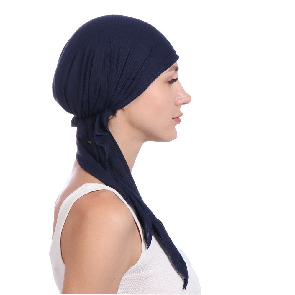 Folded curved solid color toe two tails drawn cotton cap