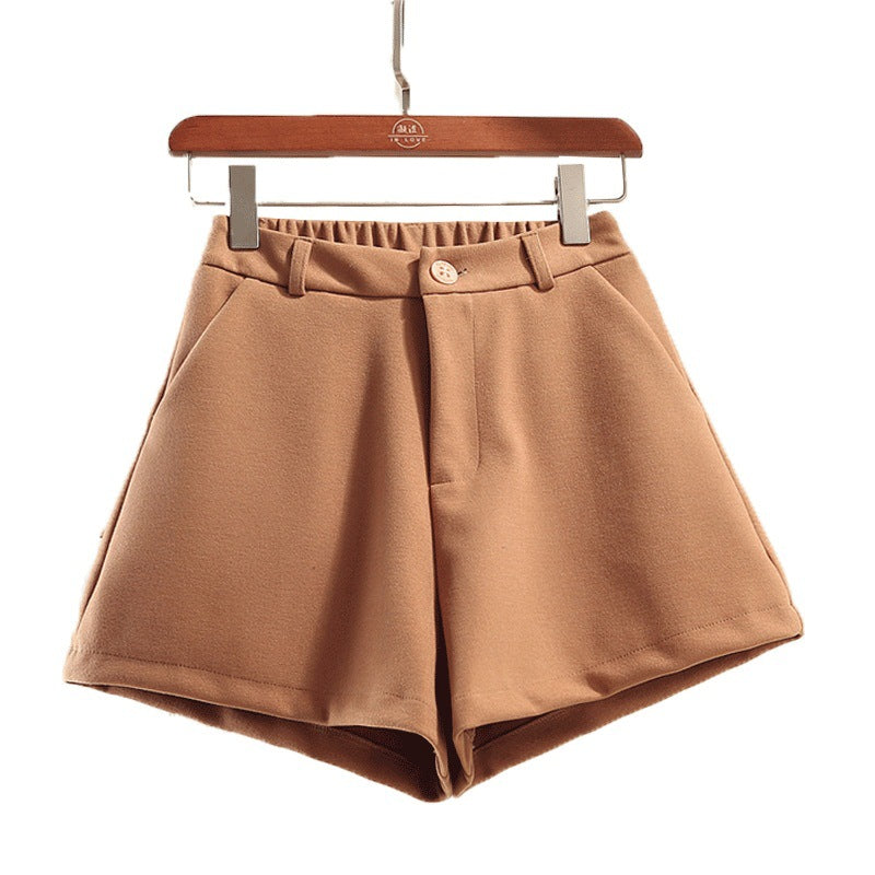 High waist woolen shorts