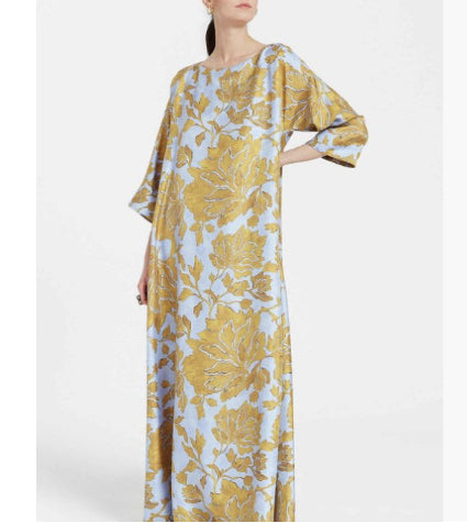 Floral-print Personalized Three-quarter-length Sleeve Dress