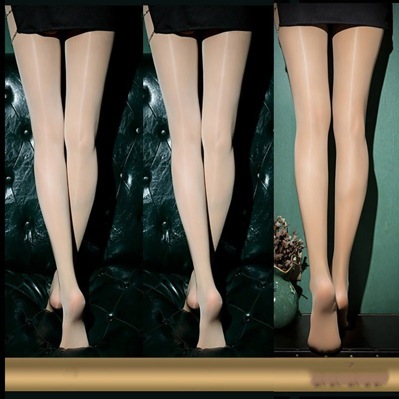 Black Sexy Oily Stockings Women's Summer Ultra-thin Pearl Shiny Gold  Crotch Bottoming Panty Socks Net Red Tide