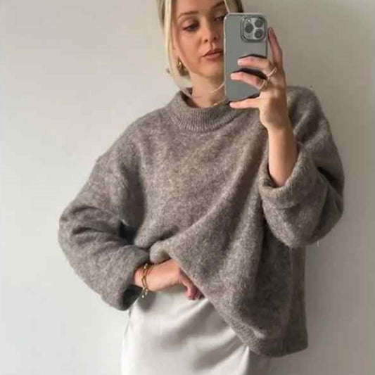Women's Vintage Knitted Sweater Fashion Solid Color