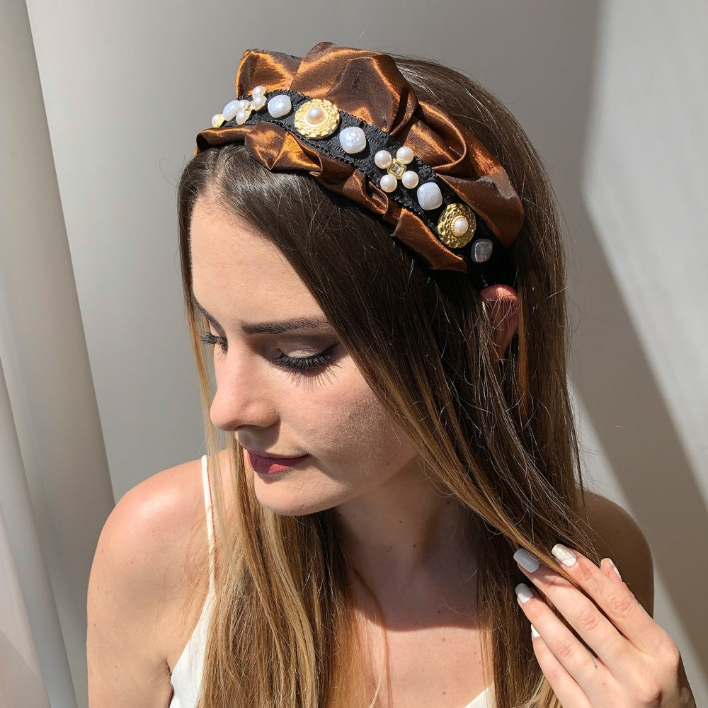 Ins Retro Style Creative Imitation Pearl Press Hair Headband