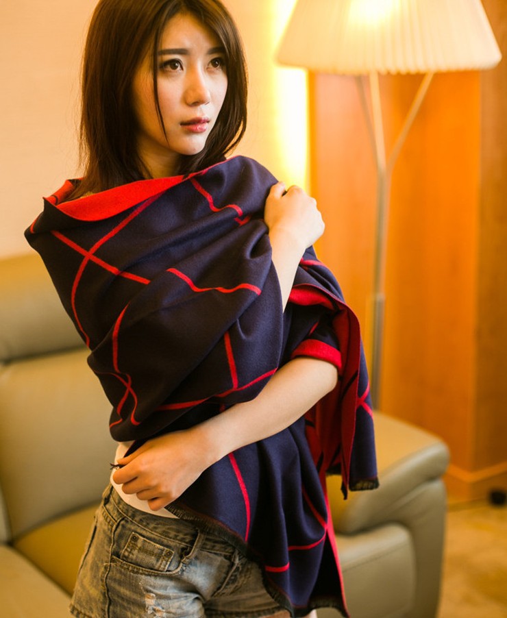 Cashmere double-sided scarf room thickened long shawl