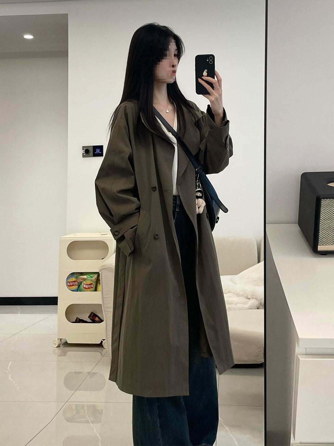 Midlang trenchcoat i koreansk stil