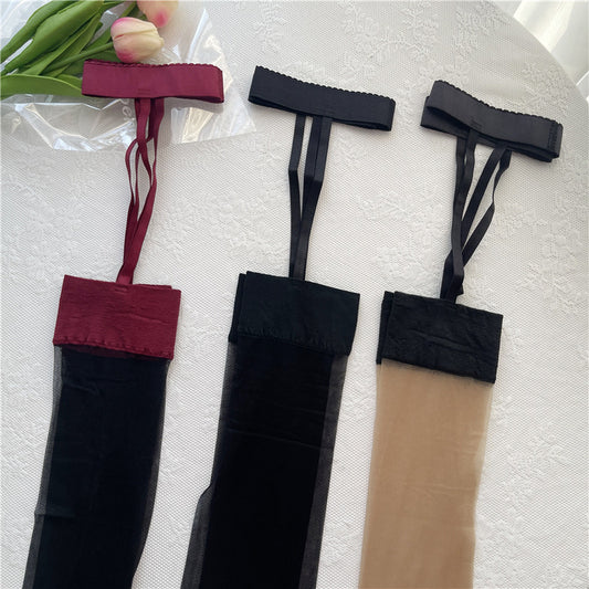 Popular Sexy Garter Belt Pure Desire Red Ultra-thin Snagging Resistant Pantyhose