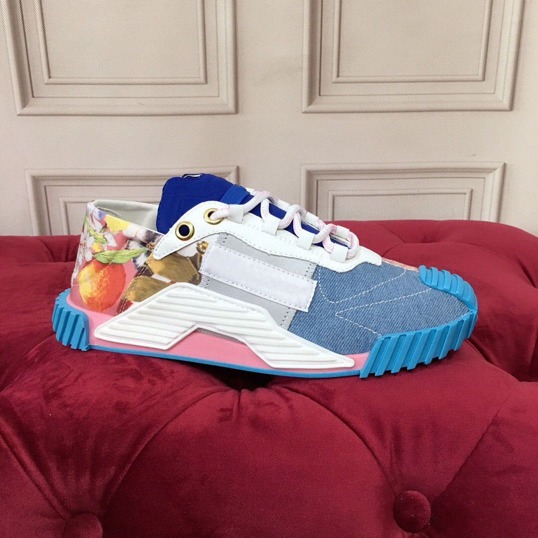 Colorblock Flat Casual Lace-Up Sneakers