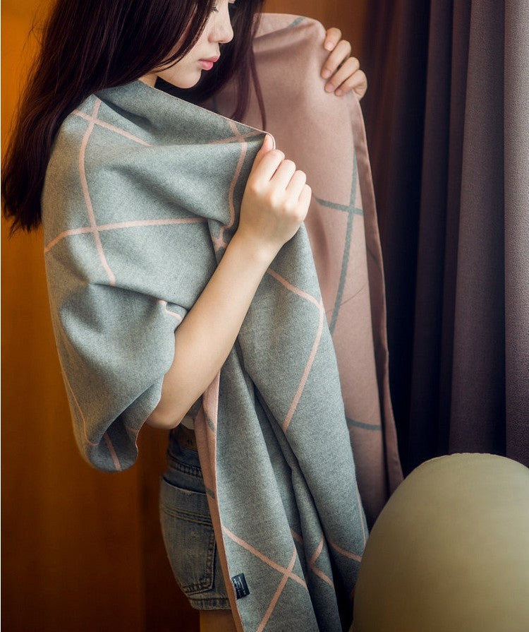 Cashmere double-sided scarf room thickened long shawl