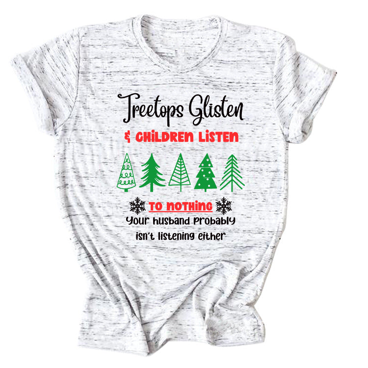 Christmas Print Casual Short Sleeve T-Shirt