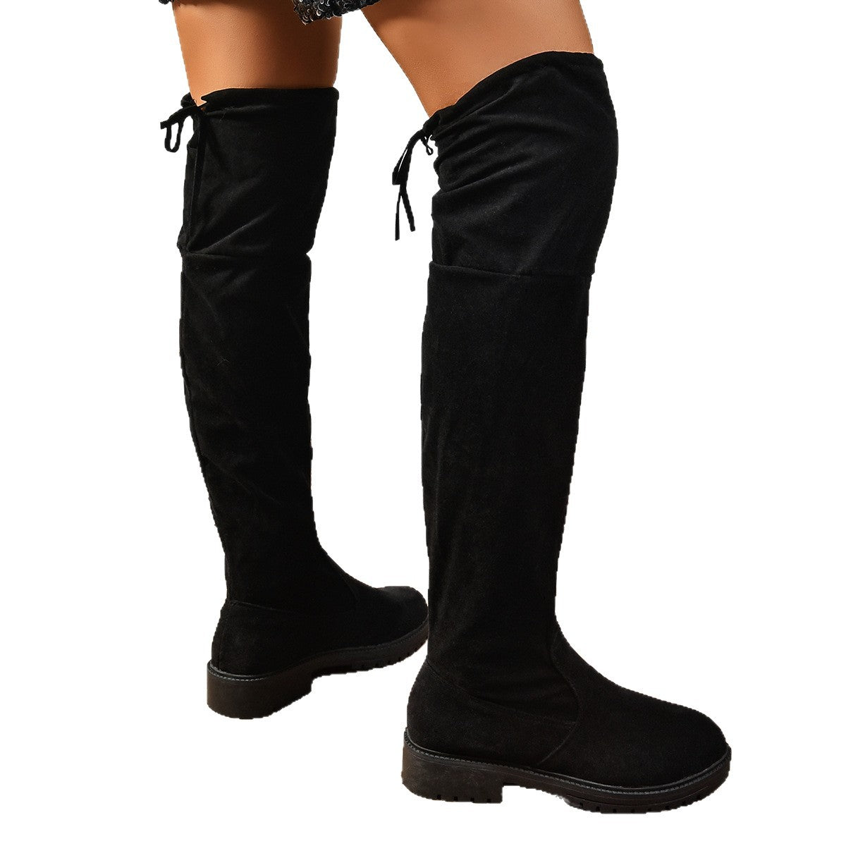 Elastic Thicksoled Solidcolor Fashionable Kneehigh Boots